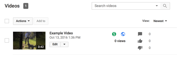 YouTube-video's waarmee inkomsten worden gegenereerd, worden weergegeven met een groen dollarteken