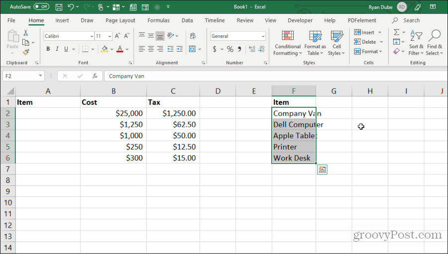 bewegende cellen in Excel