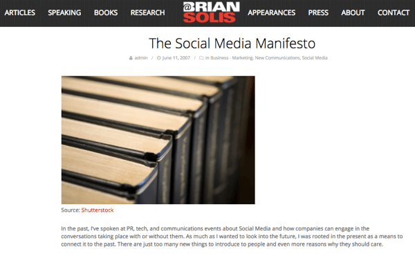 Toen Brian het potentieel van sociale media inzag, schreef hij The Social Media Manifesto.