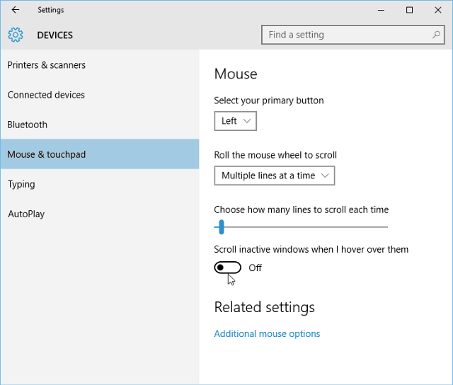 Tip van Windows 10: Schakel Achtergrondscrollen in of uit