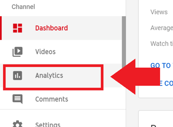 Marketingstrategie voor sociale media; Screenshot van stap 2 om toegang te krijgen tot YouTube Analytics.