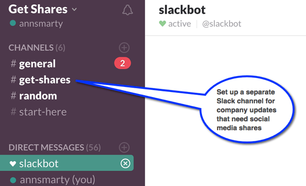 Met Slack kun je kanalen maken, zodat je gesprekken kunt organiseren voor verschillende groepen medewerkers.