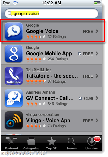 Google Voice in de App Store voor iPod of iPad