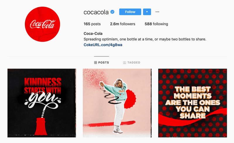 Instagram-profiel voor Coca-Cola