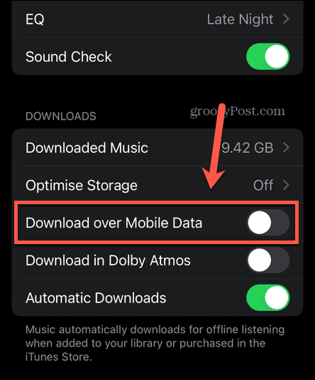 Apple Music mobiele data uit