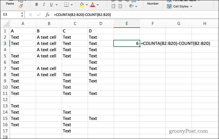 De COUNTA-formule gebruiken in Excel