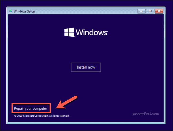 Het Windows 10 Installer-scherm
