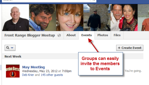 facebook groepsevenementen