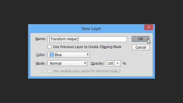 Bedriegen Photoshop Text Layer Transformations Trick nieuwe laag dialoogvenster naam kleurmodus transform helper laag cheat maken