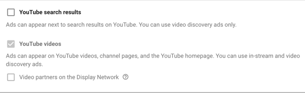 Hoe u een YouTube-advertentiecampagne opzet, stap 11, stelt u netwerkweergave-opties in