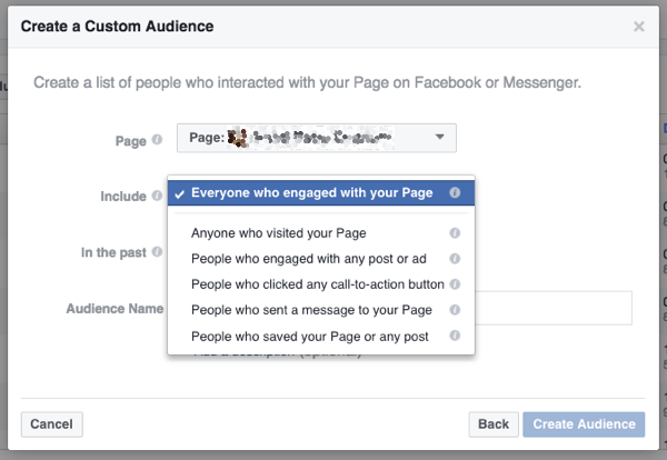 U kunt zelfs iedereen die interactie heeft met uw pagina opnieuw targeten.