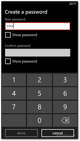 Windows Phone 8 pas wachtwoordvergrendelingsset aan