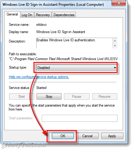 uitgeschakeld opstarttype van Windows Live ID-aanmeldhulp