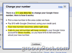 Details van Google Voice-nummerwijziging