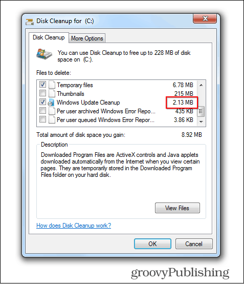 windows 7 update verwijder oude bestanden opgeschoond