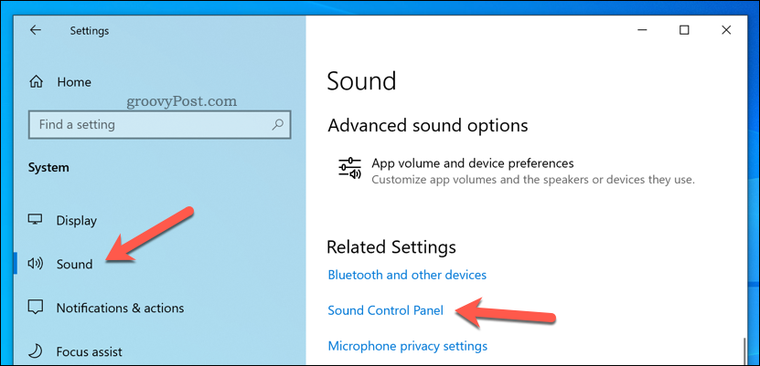 Open het Geluidsconfiguratiescherm op Windows 10
