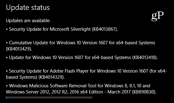 Cumulatieve update voor Windows 10 KB4013429 Nu beschikbaar