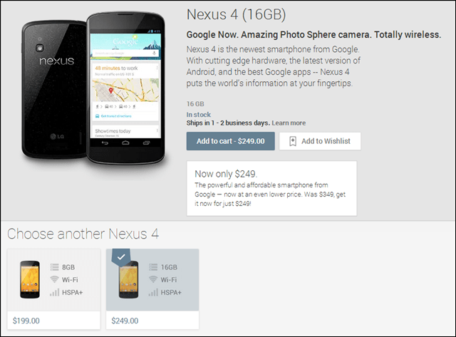 Google geeft Nexus 4 Android-smartphone kortingen tot $ 199