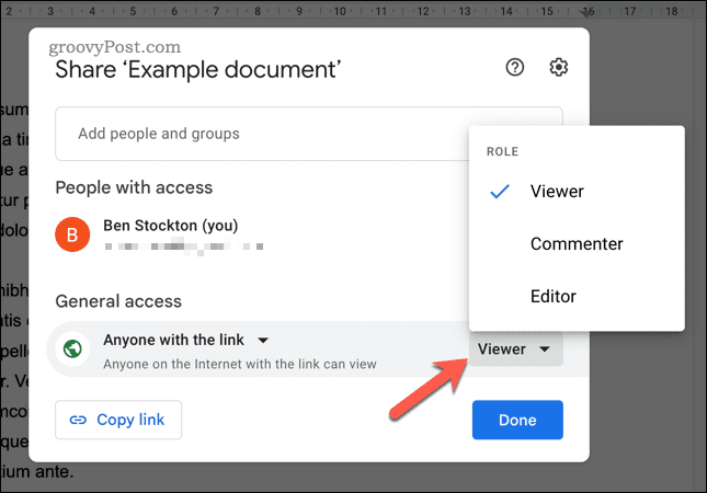 Stel opties voor het delen van links in Google Documenten in