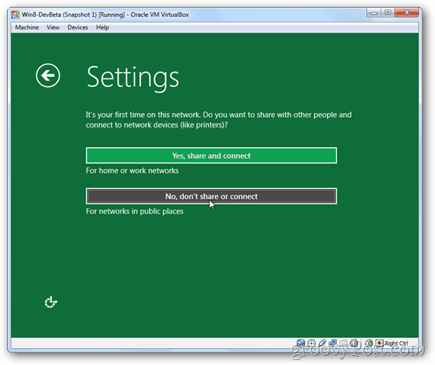 VirtualBox Windows 8 installeer setup share of deel setup niet?