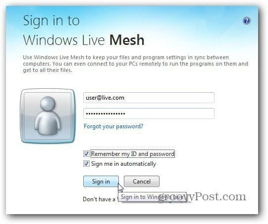 aanmelden bij Windows Live