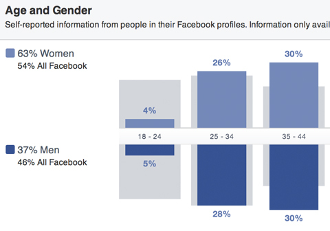 Facebook-publieksinzichten uitsplitsing naar geslacht en leeftijd