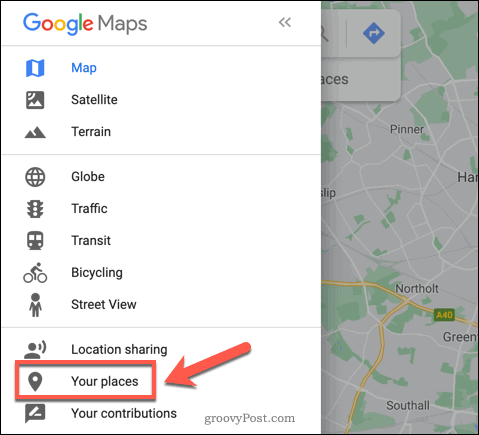 Google Maps Your Places-optie