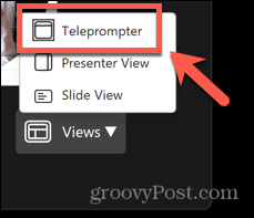 powerpoint teleprompter-weergave