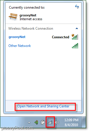 netwerken beheren vanuit het systeemvak van Windows 7