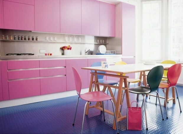 roze blauwe keukendecoratie