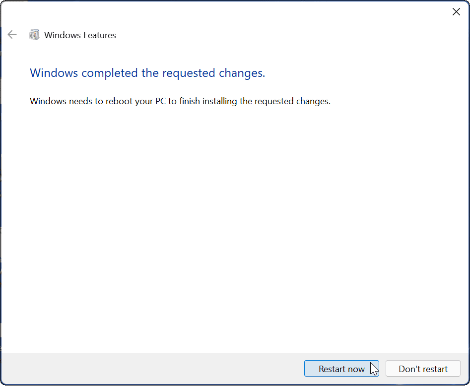 herstart setup windows sandbox op Windows 11