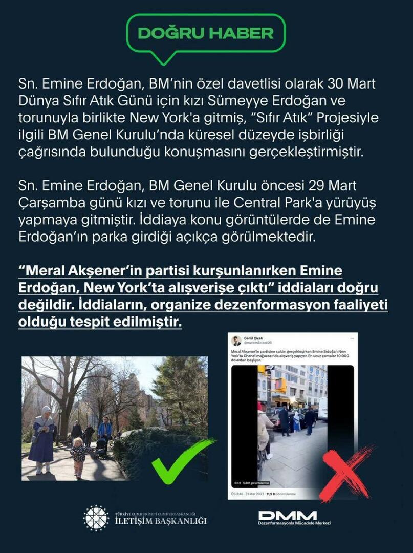Vuile waarnemingsoperatie via Emine Erdogan 