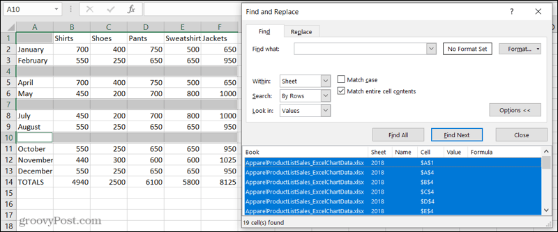 Zoek lege rijen in Excel