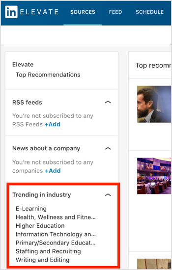 LinkedIn Elevate Trending in Industry-lijst