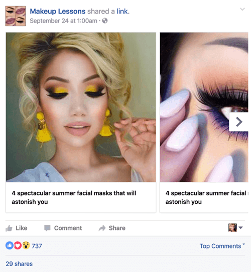 make-up lessen facebook carrouselpost