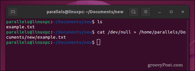 Leeg een bestand in Linux met behulp van de opdracht cat