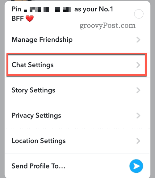 Open Snapchat-chatinstellingen