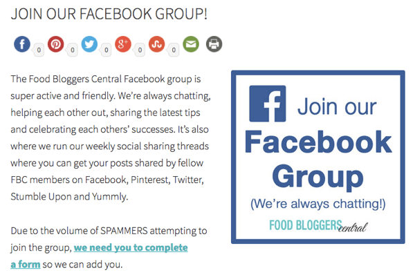 Nodig websitebezoekers uit om lid te worden van uw Facebook-groep.