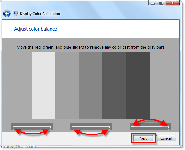 gebruik de schuifregelaars om Windows 7 in een nuetrale grijze staat te krijgen, dit kan moeilijk zijn