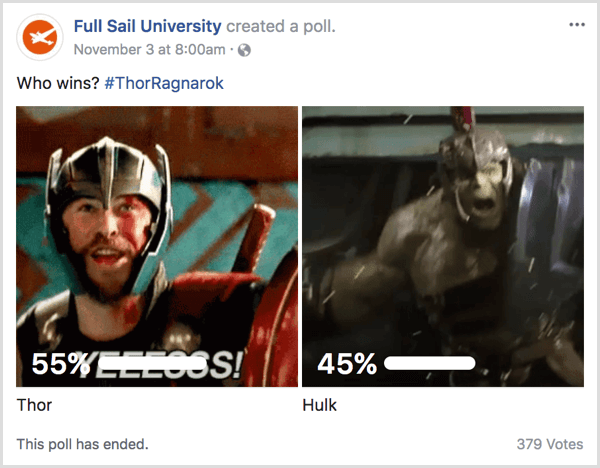 Facebook gif poll popcultuur voorbeeld