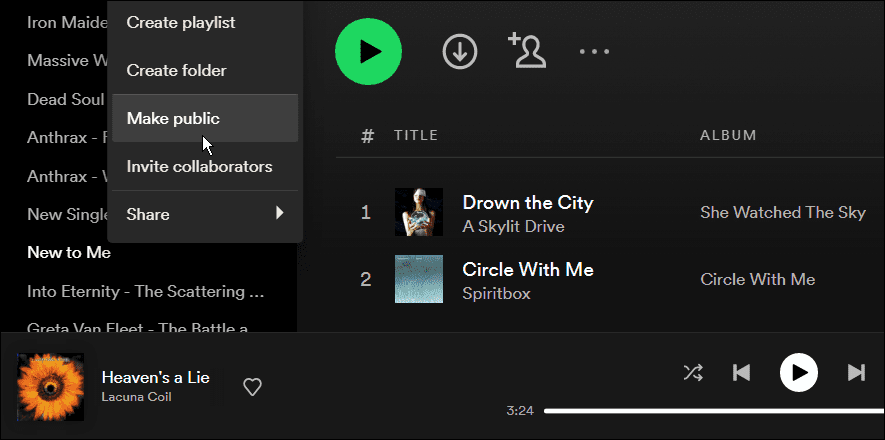 Maak een afspeellijst privé op Spotify