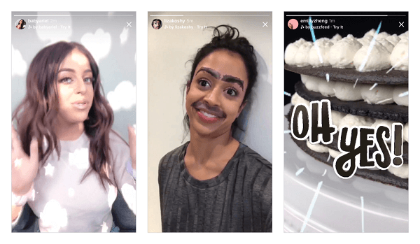 Instagram heeft zijn eerste reeks nieuwe camera-effecten, ontworpen door Ariana Grande, Buzzfeed, Liza Koshy, Baby Ariel en NBA, in de Instagram-camera uitgebracht en is van plan binnenkort meer nieuwe effecten uit te brengen.
