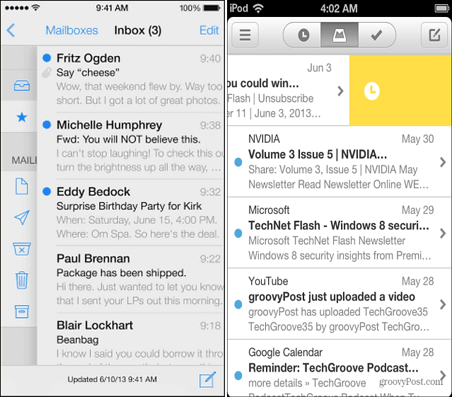 Mail iOS 7 en Mailbox-app