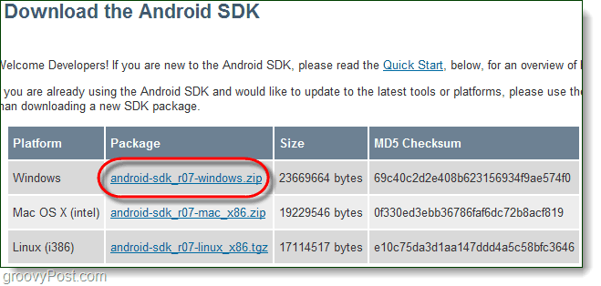 Download de Android SDk