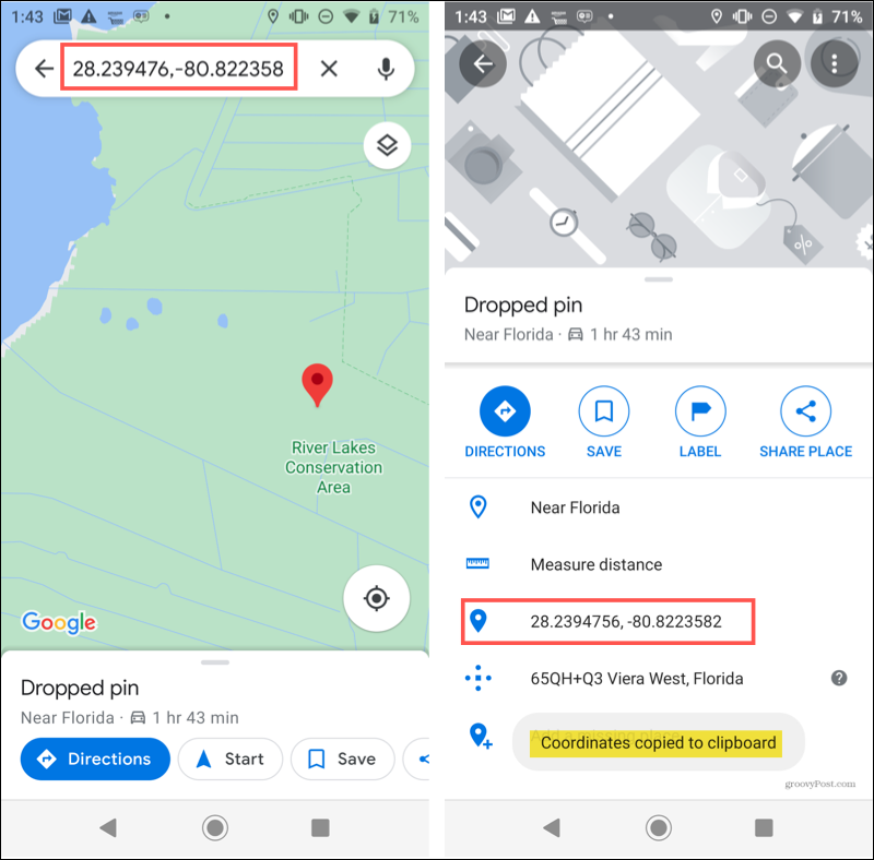 Android heeft pin in Google Maps laten vallen