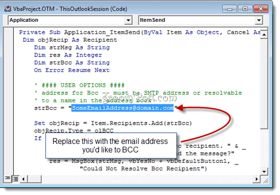 Automatische BCC met Outlook 2010
