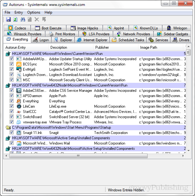 Sysinternals Autoruns helpt bij het beheren van opstartitems voor Windows