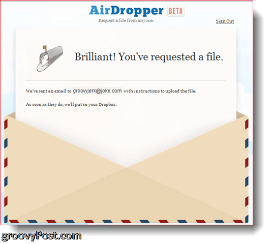 AirDropper Dropbox - Bestand is verzonden