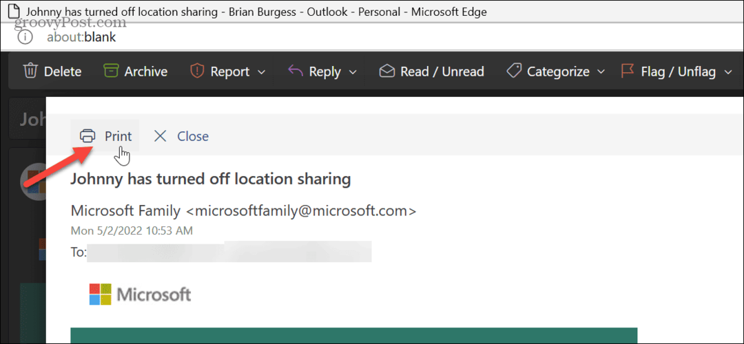 Een e-mail afdrukken vanuit Outlook