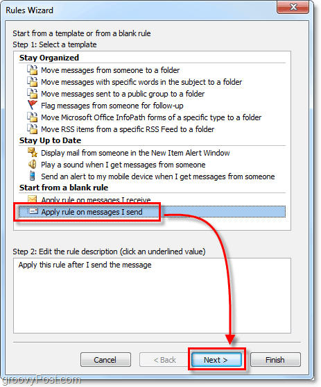 regel toepassen op berichten die ik verzend in Outlook 2010